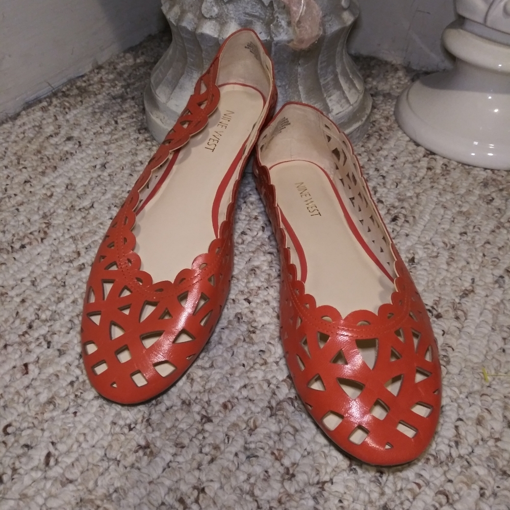 Like New Coral Nine West Mazzota Lattice Flats